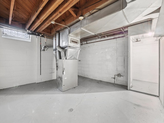 basement with heating unit