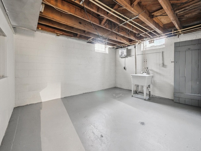 basement featuring sink