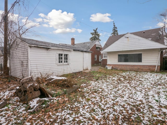 view of snow covered property