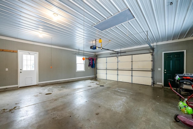 garage with a garage door opener