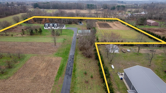 aerial view with a rural view