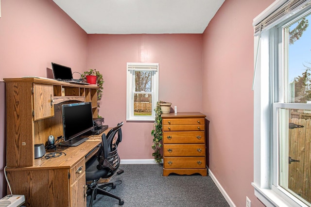 view of carpeted office space