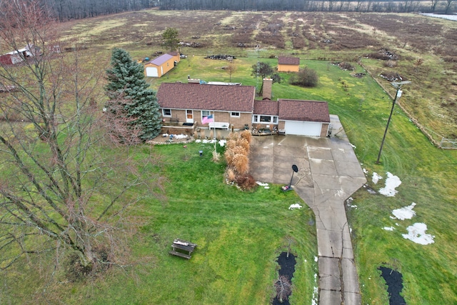 aerial view with a rural view