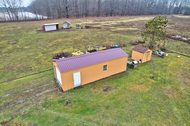 drone / aerial view with a rural view