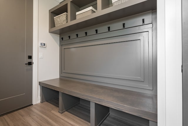 mudroom featuring light hardwood / wood-style flooring