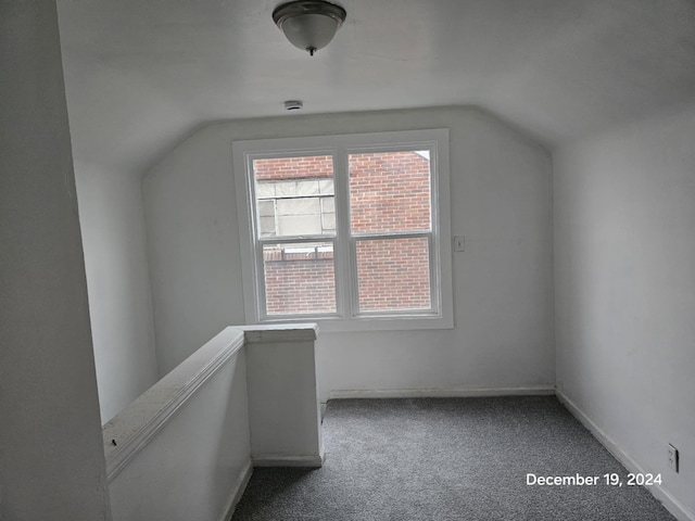 additional living space with carpet and vaulted ceiling