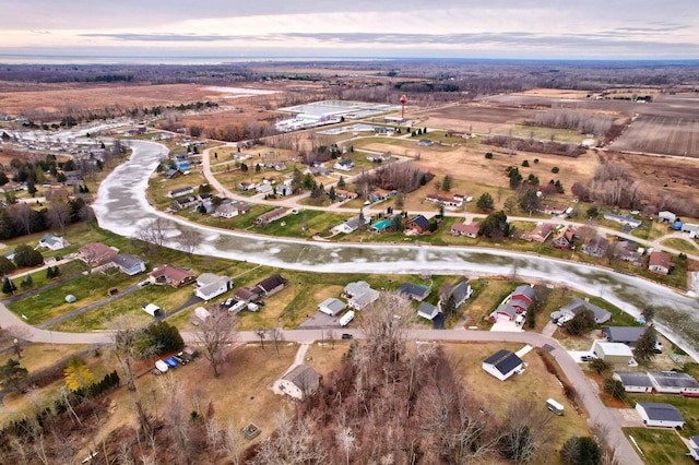 view of aerial view at dusk