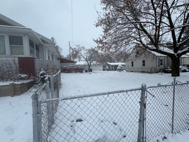 view of yard covered in snow