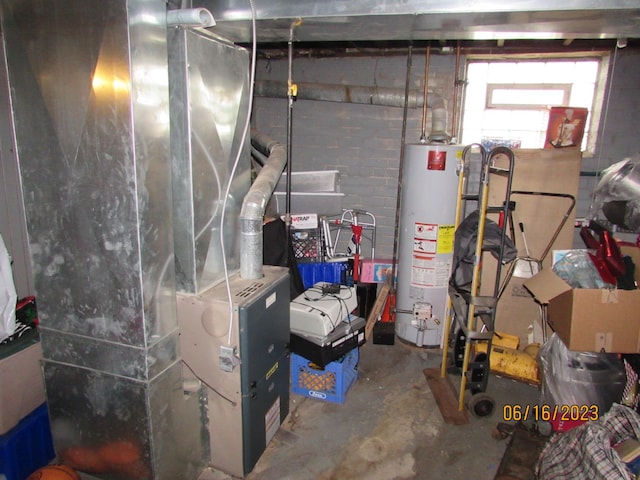 utilities with gas water heater and heating unit