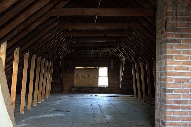 view of unfinished attic