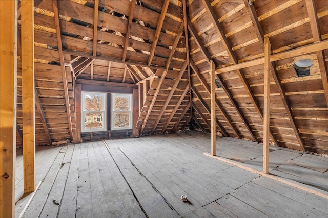 view of unfinished attic