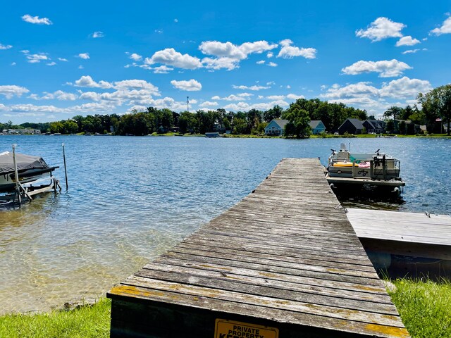 view of dock featuring a water view