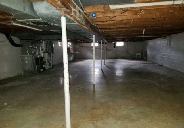 basement with gas water heater