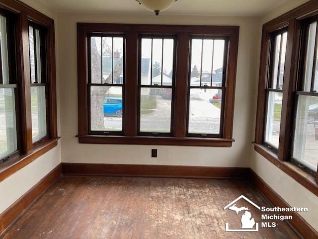 view of unfurnished sunroom