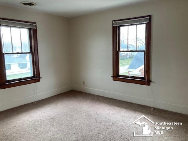 carpeted empty room featuring a wealth of natural light