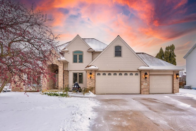 view of front of house with a garage