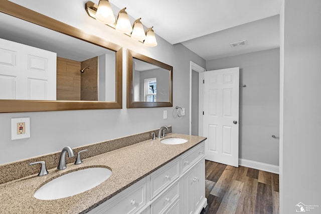 bathroom featuring wood-type flooring and vanity