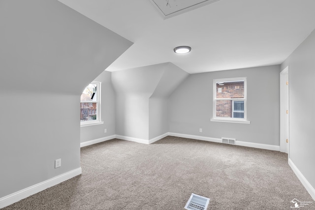 additional living space with carpet and lofted ceiling