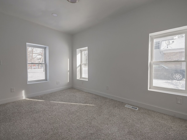 spare room with plenty of natural light and carpet flooring