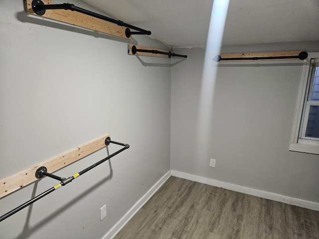 spacious closet featuring hardwood / wood-style flooring