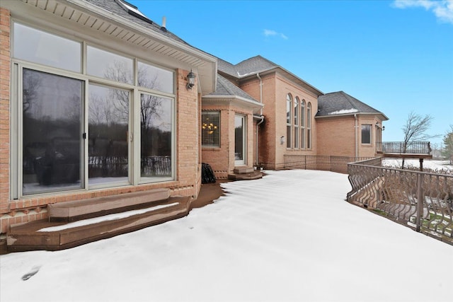 view of snow covered exterior