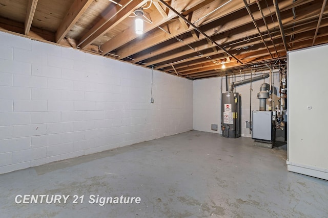 basement with water heater