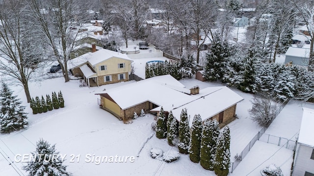 view of snowy aerial view