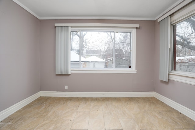 spare room with ornamental molding