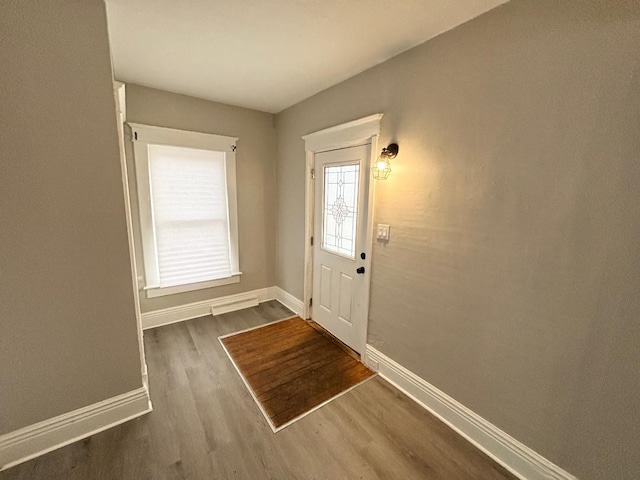 entryway with hardwood / wood-style floors