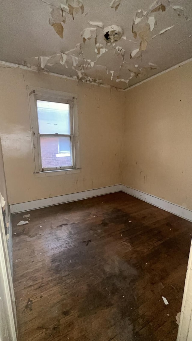 spare room with dark wood-type flooring