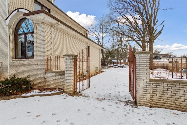 view of snow covered exterior