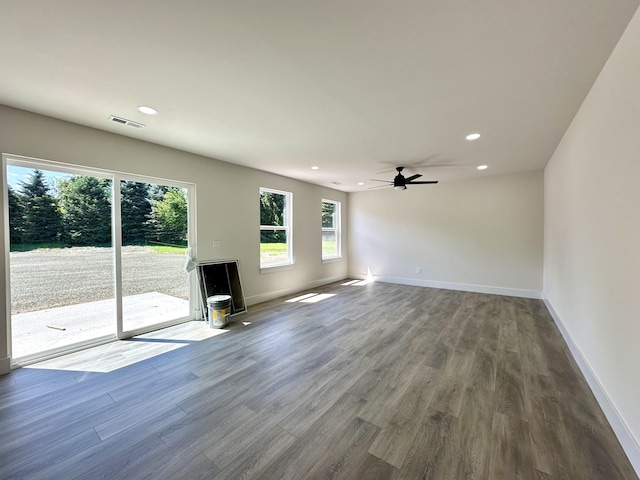 2011 Green Acres Dr, Adrian, MI 49221 - unfurnished living room featuring recessed lighting, wood finished floors, and ceiling fan