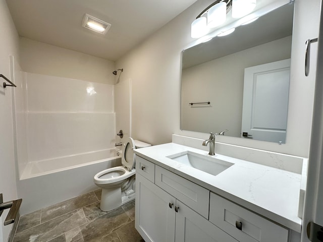 2011 Green Acres Dr, Adrian, MI 49221 - full bathroom with vanity, bathtub / shower combination, and stone finish flooring