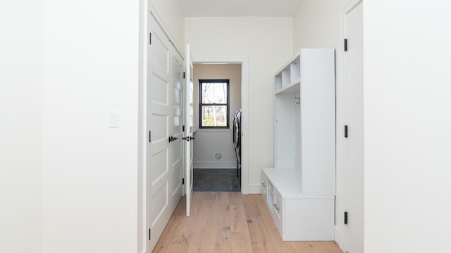 mudroom with light wood-type flooring