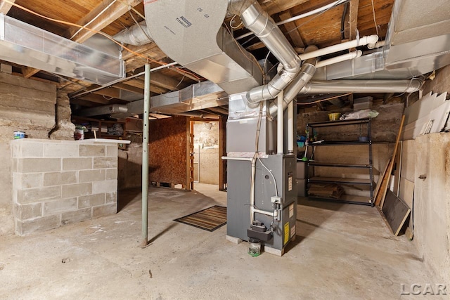 basement with heating unit