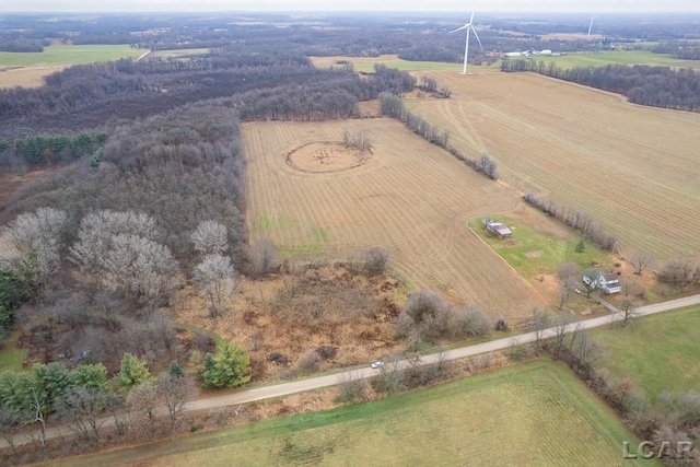 aerial view featuring a rural view