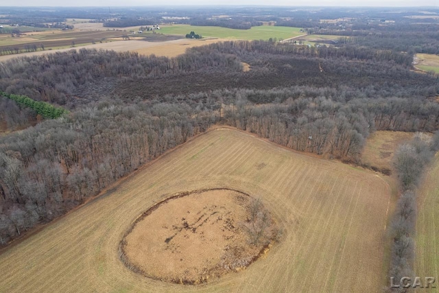 aerial view featuring a rural view