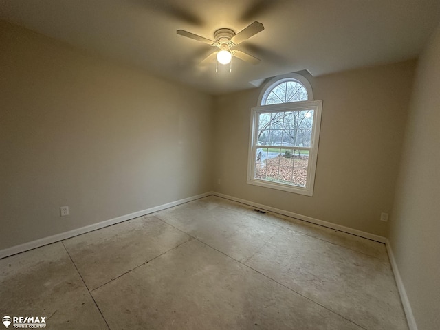 unfurnished room featuring ceiling fan