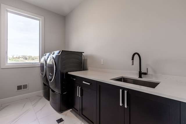4380 The Heights Blvd, Rochester, MI 48306 - washroom with washer and clothes dryer, cabinets, and sink