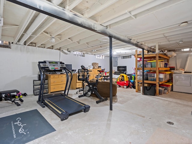 exercise area with washer / dryer