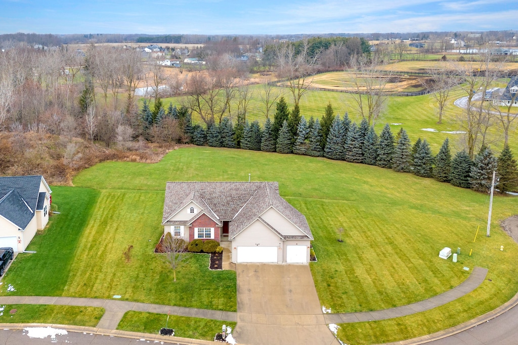 aerial view featuring a rural view