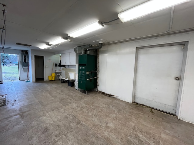 basement with heating unit