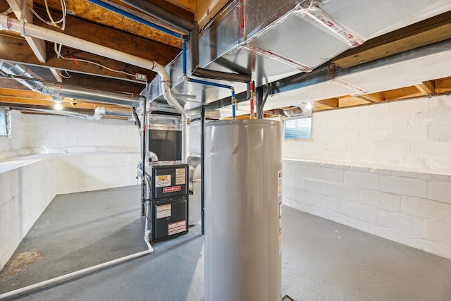 utility room featuring gas water heater