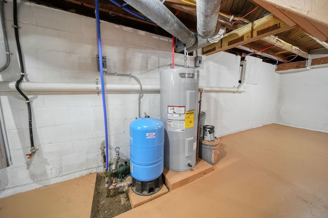 utility room with water heater