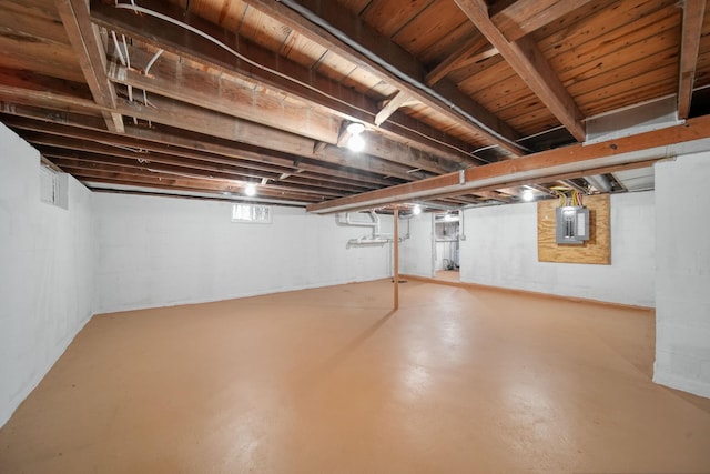 basement with electric panel