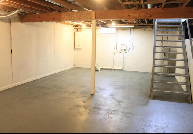 basement with electric panel