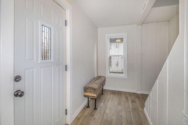 corridor featuring light hardwood / wood-style flooring