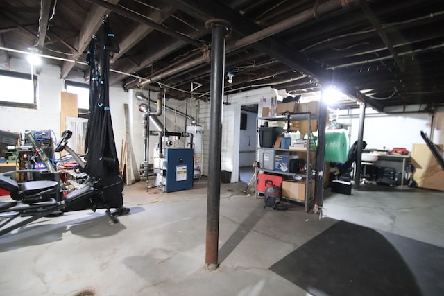 basement with water heater