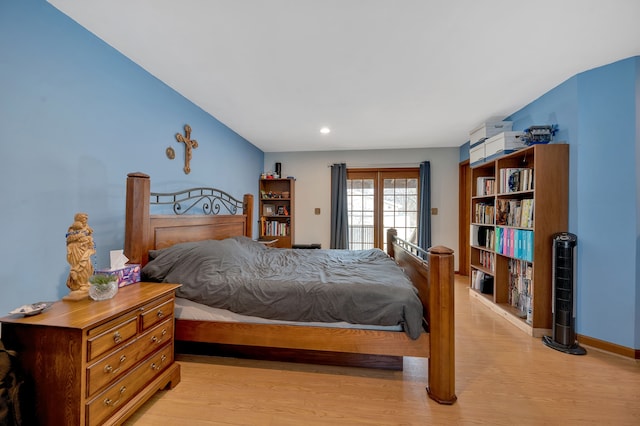 bedroom with light hardwood / wood-style floors