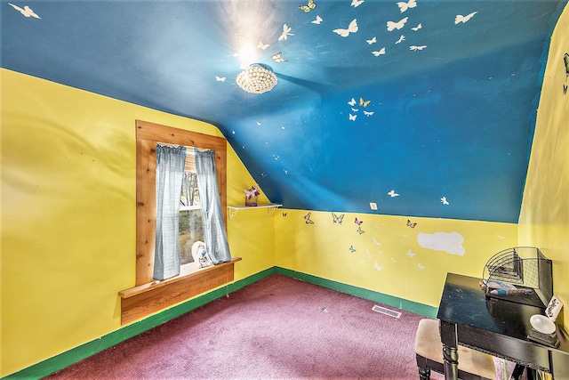 additional living space featuring carpet floors and lofted ceiling